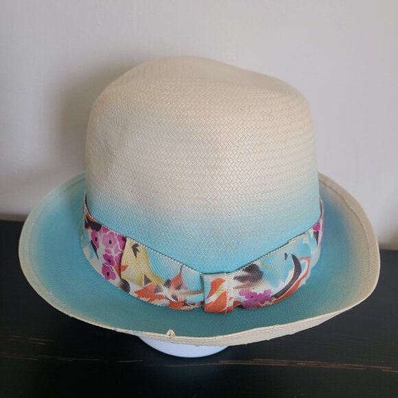 Borsalino Women\'s Straw Panama Hat Ombre White & Blue Size 57 main image 4